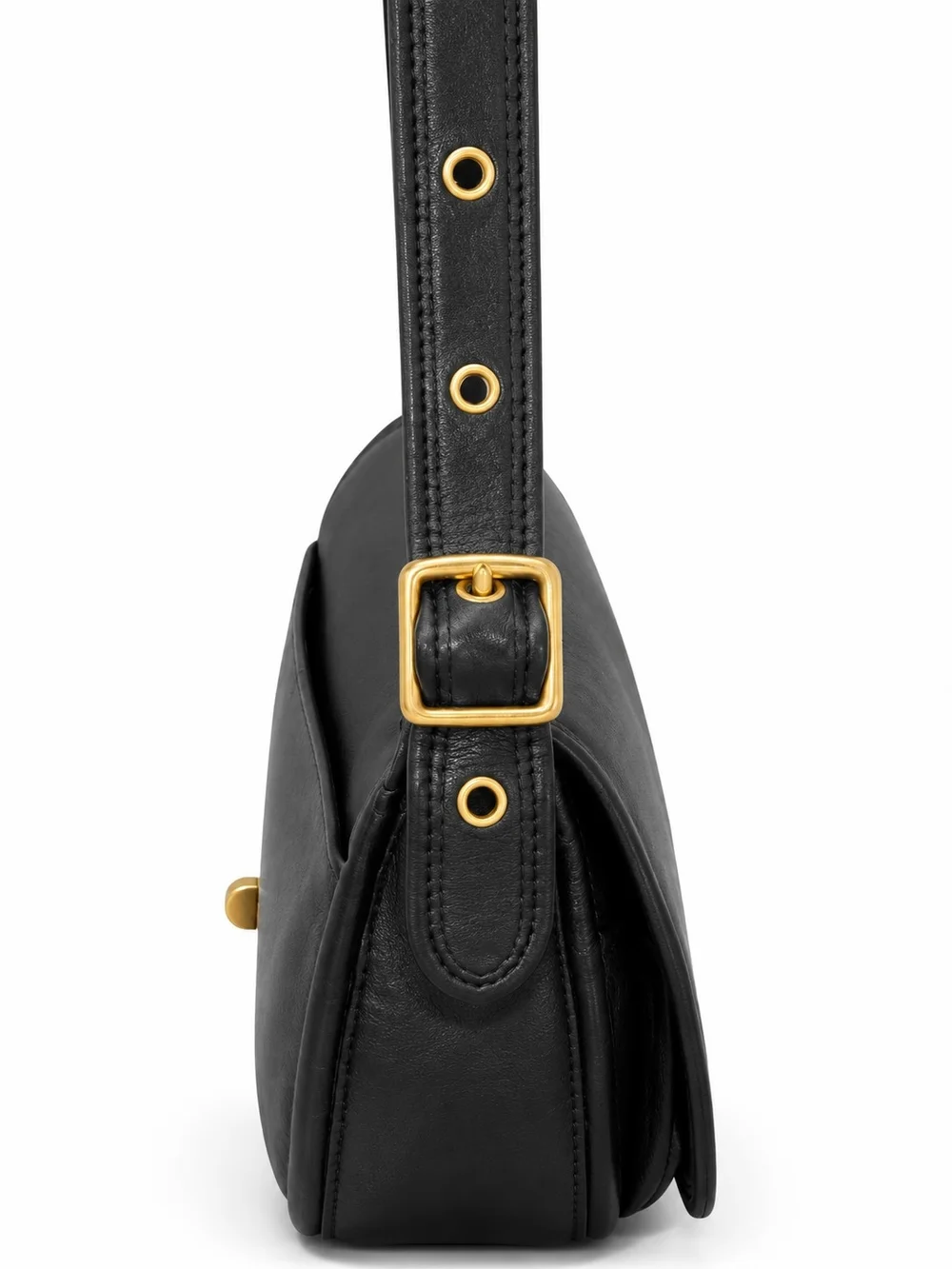 Vintage Coach Rambler Black Leather Turnlock Shoulder Bag Brass Hardware